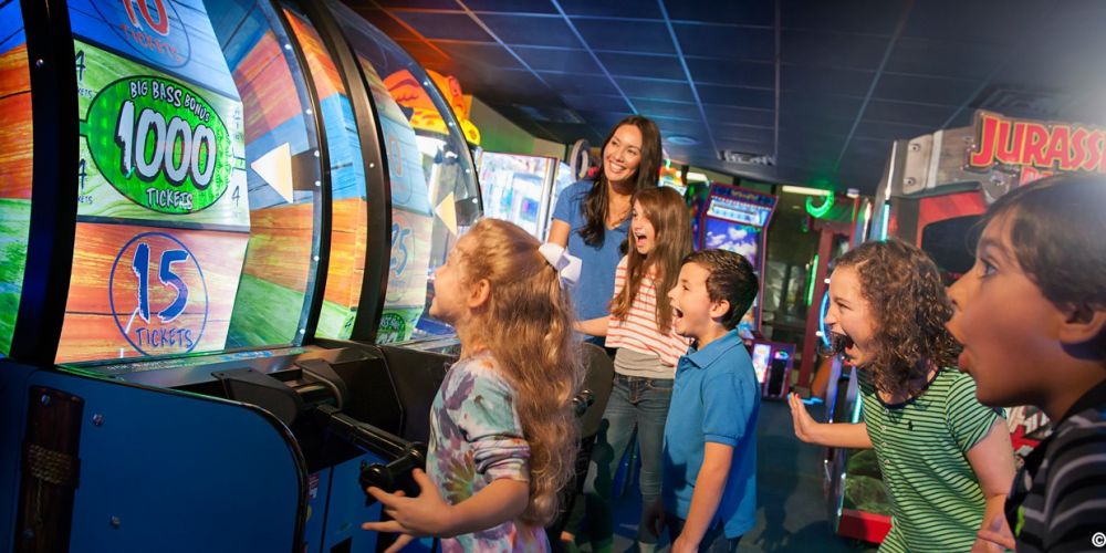 The Town Center at Beach Cove Resort is a new addition featuring amenities such as the Winner's Circle Arcade.