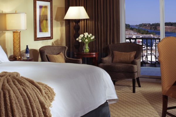 The Marina Inn at Grande Dunes boasts 300 thread count cotton linens as well as European duvet covers.